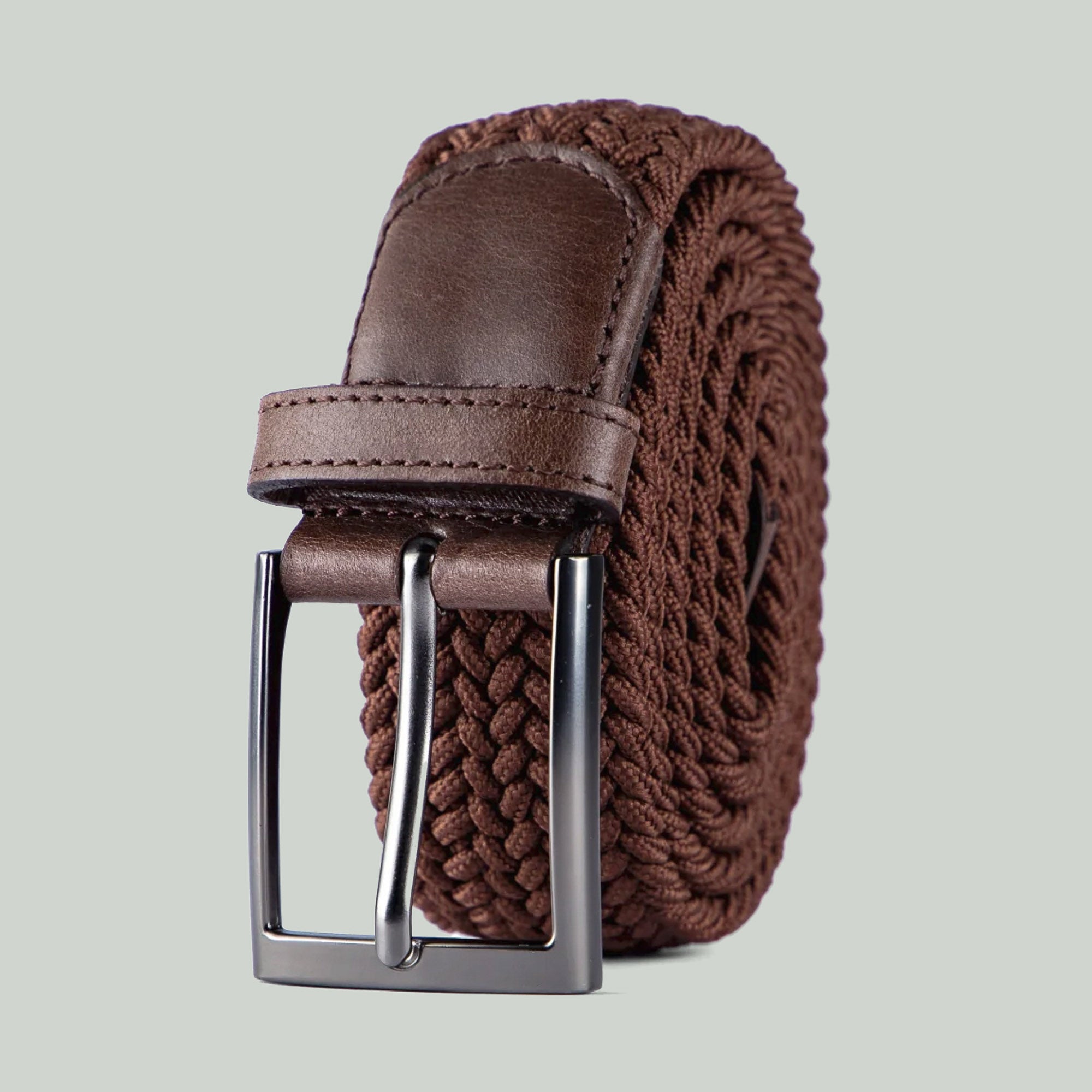 LAEZ Brown Belt Braided Stretch Belt for Men Golf Belt Mens Woven Belt for Work Jeans and Casual Elastic and Adjustable Cloth Canvas